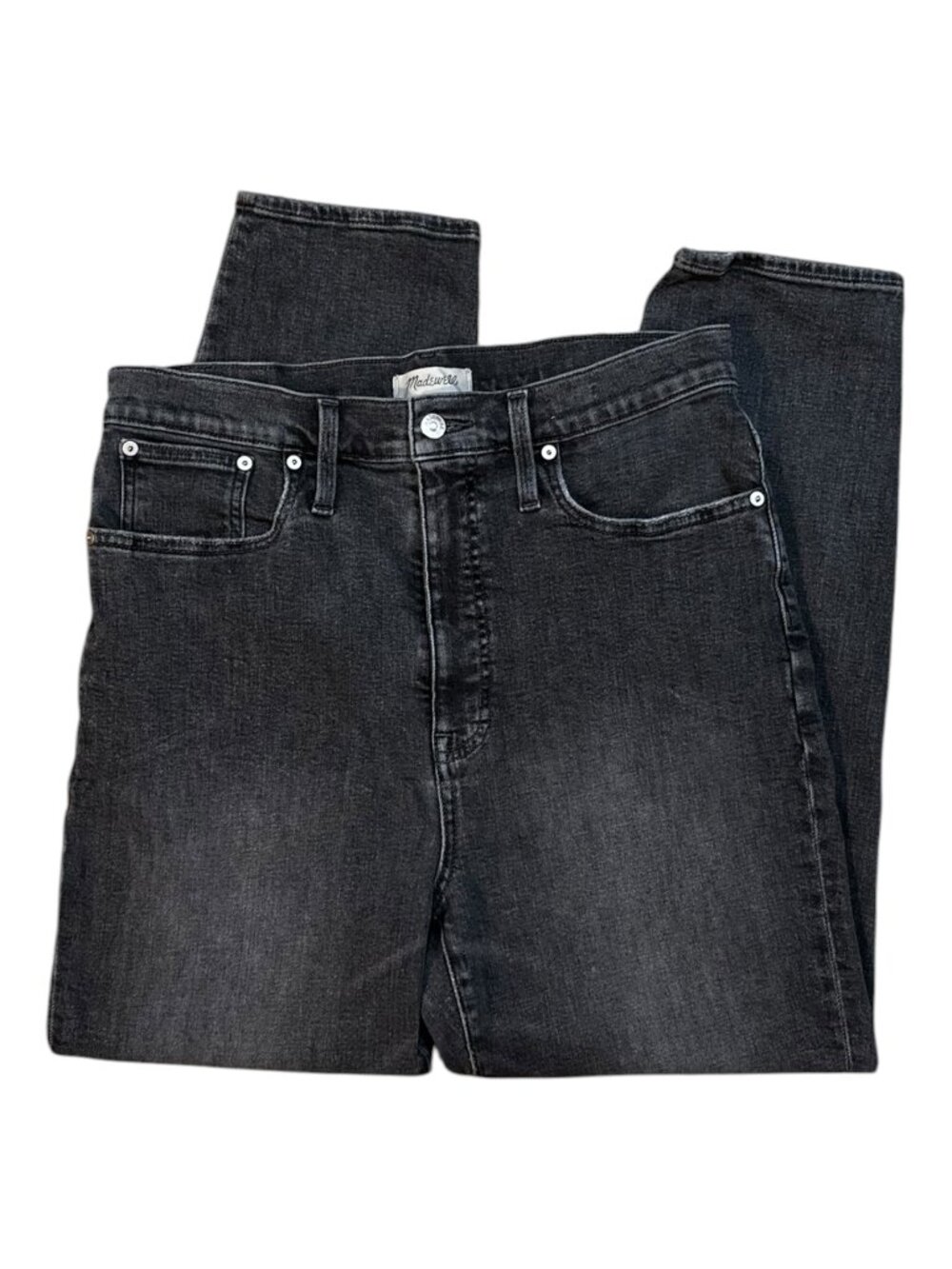 Madewell The Mom Jean in Black High Waisted Straight Leg